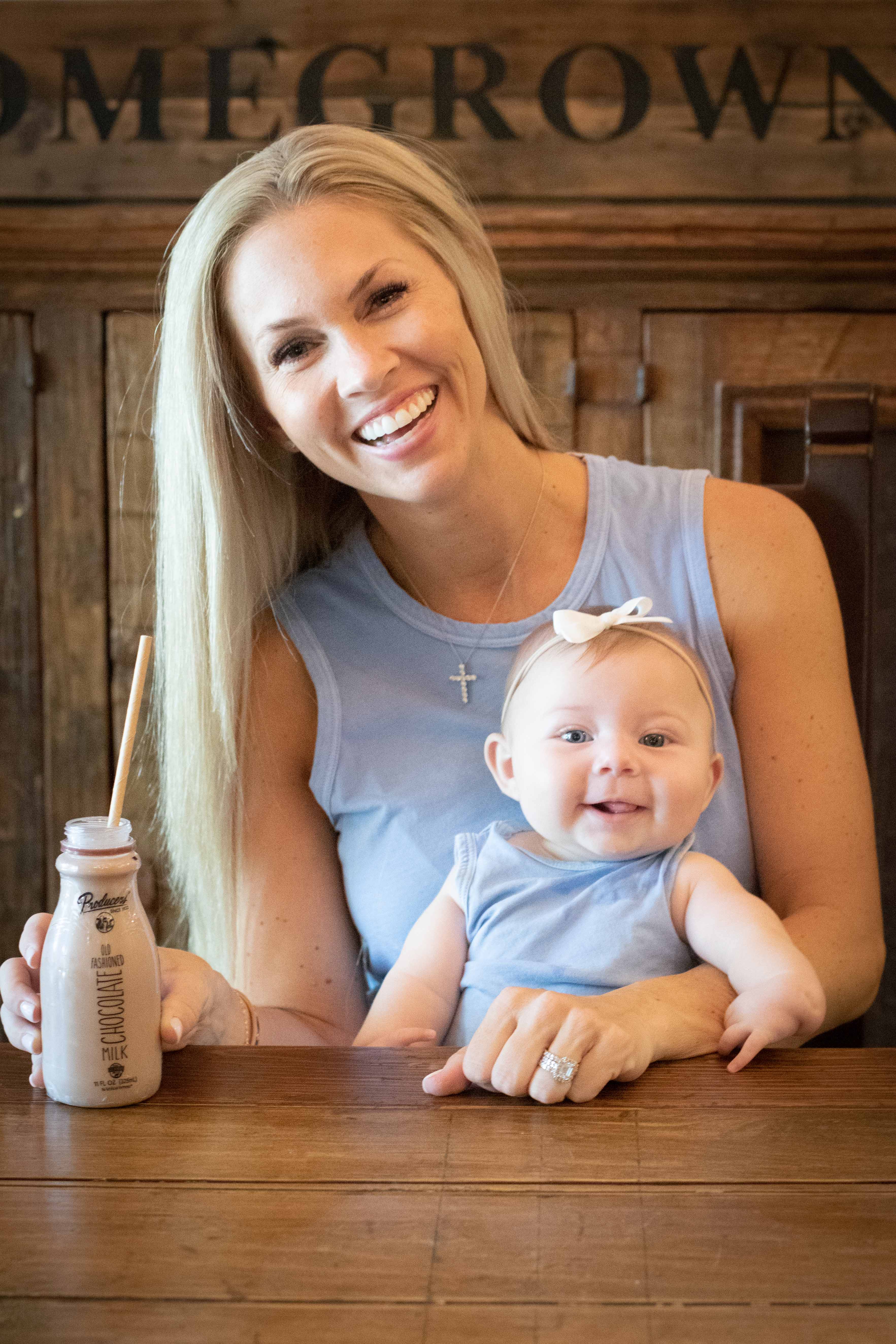 1Y8A4915 Producers Influencer with her baby girl drinking Old Fashioned Chocolate Milk